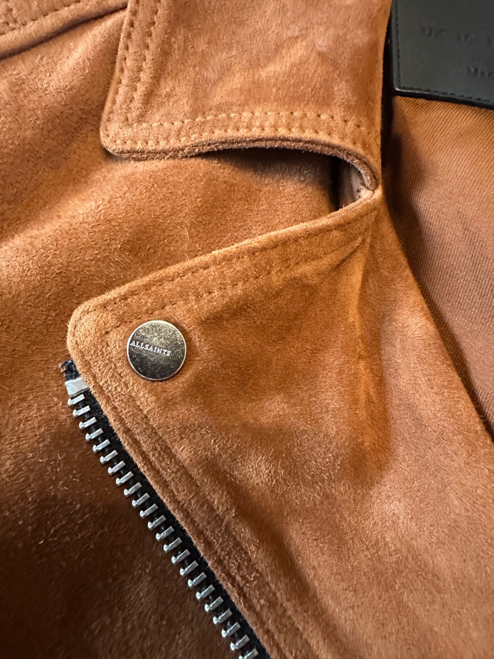 All Saints Elora Suede 100% Goat Suede Biker Moto Jacket Camel NWOT - Picture 7 of 8